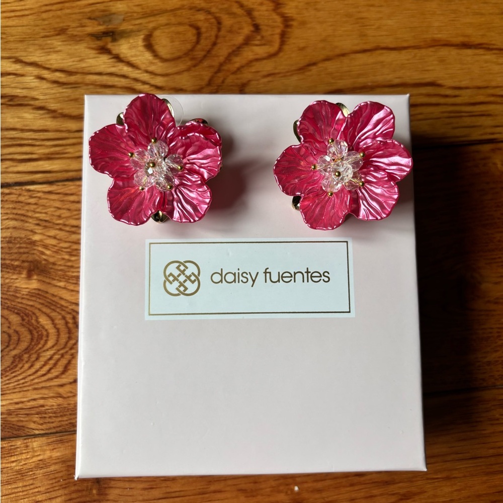Daisy Fuentes Vibrant Pink Floral Earrings